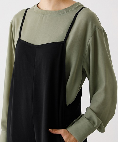 AZUL by moussy(アズールバイマウジー)の「STRING SALOPETTE/ストリングサロンペット(つなぎ/オールインワン・レディース・ブラック/ダークグリーン/ライトブラウン・SMALL/MEDIUM)」の12枚目の写真