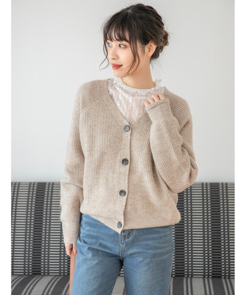 fifth（フィフス）の「ソフトタッチニットカーディガン（カーディガン/ボレロ・レディース・ライトグレー/ベージュ/ライム・MEDIUM）」の2枚目の写真