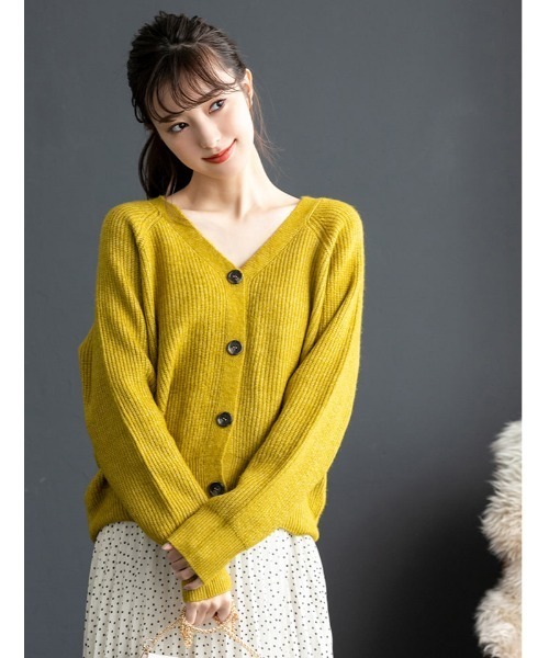 fifth（フィフス）の「ソフトタッチニットカーディガン（カーディガン/ボレロ・レディース・ライトグレー/ベージュ/ライム・MEDIUM）」の3枚目の写真