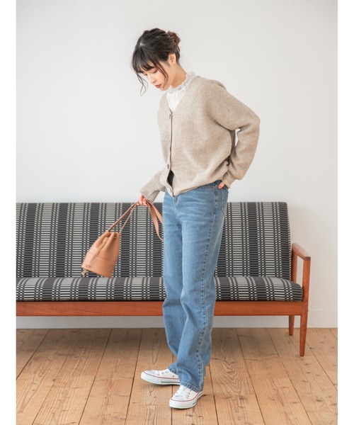 fifth（フィフス）の「ソフトタッチニットカーディガン（カーディガン/ボレロ・レディース・ライトグレー/ベージュ/ライム・MEDIUM）」の15枚目の写真