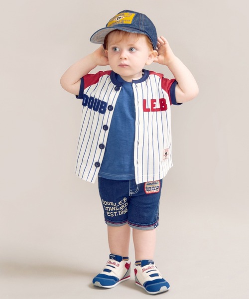 DOUBLE_B（ダブルビー）の「ベースボール半袖シャツ（シャツ/ブラウス・キッズ・ホワイト×ネイビー・120cm/110cm）」の2枚目の写真