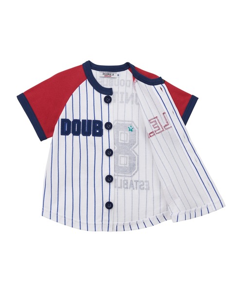 DOUBLE_B（ダブルビー）の「ベースボール半袖シャツ（シャツ/ブラウス・キッズ・ホワイト×ネイビー・120cm/110cm）」の9枚目の写真