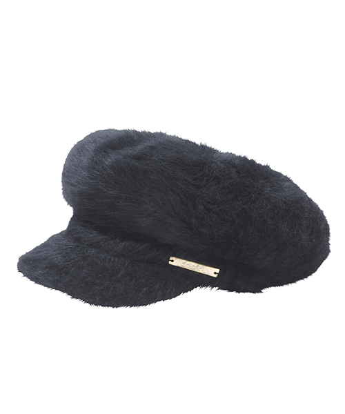 X-girl（エックスガール）の「FUR CASQUETTE（キャスケット・レディース・ブラック/バーガンディー/ネイビー・ONE SIZE）」の2枚目の写真