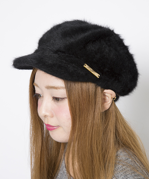 X-girl（エックスガール）の「FUR CASQUETTE（キャスケット・レディース・ブラック/バーガンディー/ネイビー・ONE SIZE）」の4枚目の写真