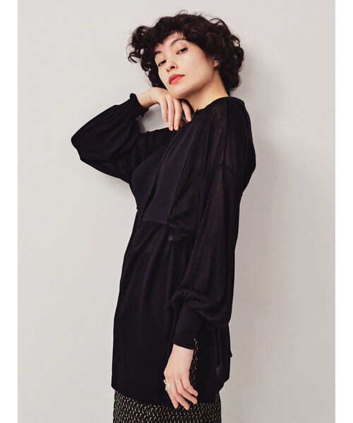 Ray BEAMS（レイビームス）の「RBS / ヨーク レイヤー 2way シアーニット（ニット/セーター・レディース・ホワイト/ブラック・ONE SIZE）」の2枚目の写真