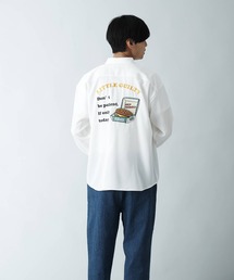 JEANS MATE（ジーンズメイト）の「バックプリント　刺繍ＢＩＧシルエットシャツ ナチュラルストレッチ機能 　トレンドの『イラスト系』アイテム　ビッグシルエット（シャツ/ブラウス・レディース）」