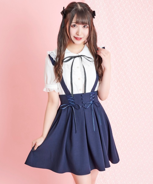 Secret Honey（シークレットハニー）の「サイドレースアップバッスルスカート（スカート・レディース・ブラック系その他/ブラック/ブルー/ブラック系その他2/グレー/ネイビー・MEDIUM）」の5枚目の写真