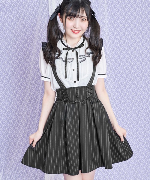 Secret Honey（シークレットハニー）の「サイドレースアップバッスルスカート（スカート・レディース・ブラック系その他/ブラック/ブルー/ブラック系その他2/グレー/ネイビー・MEDIUM）」の3枚目の写真