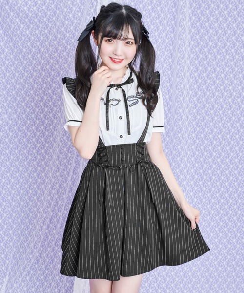 Secret Honey（シークレットハニー）の「サイドレースアップバッスルスカート（スカート・レディース・ブラック系その他/ブラック/ブルー/ブラック系その他2/グレー/ネイビー・MEDIUM）」の8枚目の写真