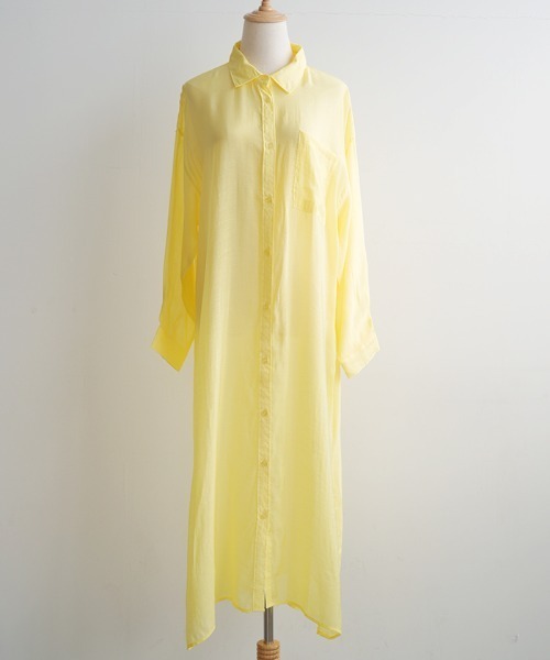 Futier land（フューティアランド）の「シアーBIGロングシャツワンピース（シャツワンピース・レディース・ライトグレー/ベージュ/パープル/グレー/イエロー/アイボリー/ブラウン/レッド/ライトイエロー/ネイビー・FREE）」の18枚目の写真