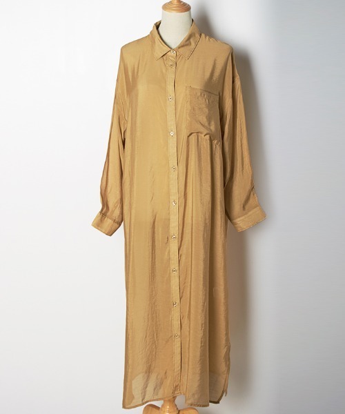 Futier land（フューティアランド）の「シアーBIGロングシャツワンピース（シャツワンピース・レディース・ライトグレー/ベージュ/パープル/グレー/イエロー/アイボリー/ブラウン/レッド/ライトイエロー/ネイビー・FREE）」の11枚目の写真