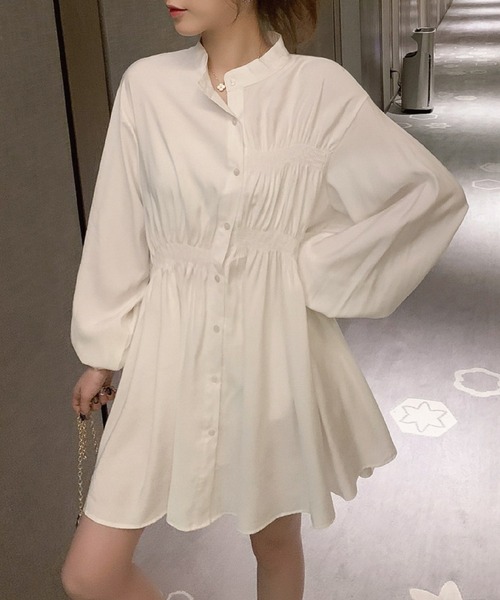 meJane（ミージェーン）の「ウエストマーク シャツワンピース（ワンピース・レディース・ホワイト/ブラック・FREE）」の7枚目の写真