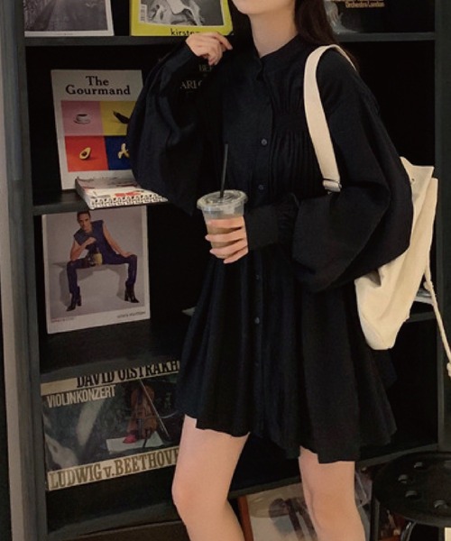 meJane（ミージェーン）の「ウエストマーク シャツワンピース（ワンピース・レディース・ホワイト/ブラック・FREE）」の11枚目の写真