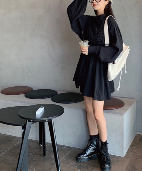 meJane（ミージェーン）の「ウエストマーク シャツワンピース（ワンピース・レディース・ホワイト/ブラック・FREE）」の9枚目の写真