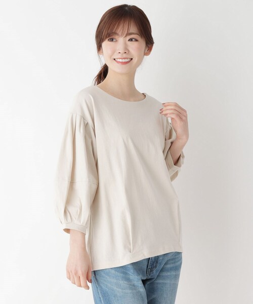 pink adobe（ピンクアドベ）の「◆【M-LL】パフスリーブ トップス（Tシャツ/カットソー・レディース・オフホワイト/ブラック/ブルー/ナチュラル・40/42/38）」の3枚目の写真