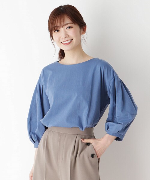 pink adobe（ピンクアドベ）の「◆【M-LL】パフスリーブ トップス（Tシャツ/カットソー・レディース・オフホワイト/ブラック/ブルー/ナチュラル・40/42/38）」の4枚目の写真