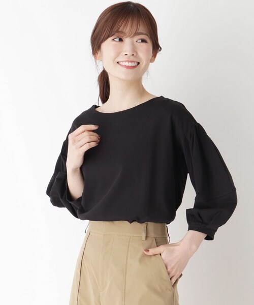 pink adobe（ピンクアドベ）の「◆【M-LL】パフスリーブ トップス（Tシャツ/カットソー・レディース・オフホワイト/ブラック/ブルー/ナチュラル・40/42/38）」の2枚目の写真