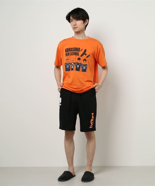 RUGGEDWORKS（ラゲッドワークス）の「【完売】《ハイキュー!!》天竺　半袖　ハーフパンツ　ルームウェア　烏野　音駒　稲荷崎（ルームウェア/パジャマ・メンズ・オレンジ/レッド/エンジ・L/M）」の12枚目の写真