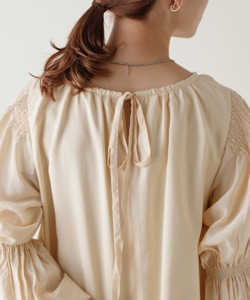 Kastane（カスタネ）の「シャーリングランタンスリーブワンピース（ワンピース・レディース・ピンク/グリーン/アイボリー・FREE）」の15枚目の写真