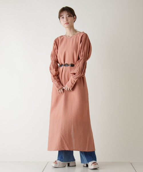 Kastane（カスタネ）の「シャーリングランタンスリーブワンピース（ワンピース・レディース・ピンク/グリーン/アイボリー・FREE）」の12枚目の写真