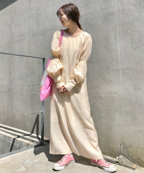 Kastane（カスタネ）の「シャーリングランタンスリーブワンピース（ワンピース・レディース・ピンク/グリーン/アイボリー・FREE）」の20枚目の写真