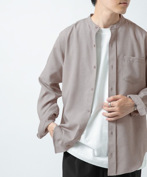 ITEMS URBANRESEARCH(アイテムズ アーバンリサーチ)の「エステルバンドカラーシャツ(シャツ/ブラウス・メンズ・ブラック/ピンク/オフホワイト/グレー・LARGE/MEDIUM)」の1枚目の写真