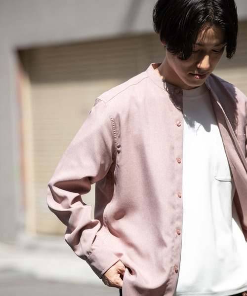 ITEMS URBANRESEARCH(アイテムズ アーバンリサーチ)の「エステルバンドカラーシャツ(シャツ/ブラウス・メンズ・ブラック/ピンク/オフホワイト/グレー・LARGE/MEDIUM)」の4枚目の写真