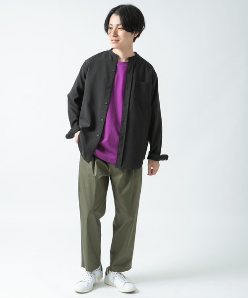 ITEMS URBANRESEARCH(アイテムズ アーバンリサーチ)の「エステルバンドカラーシャツ(シャツ/ブラウス・メンズ・ブラック/ピンク/オフホワイト/グレー・LARGE/MEDIUM)」の7枚目の写真