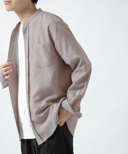 ITEMS URBANRESEARCH(アイテムズ アーバンリサーチ)の「エステルバンドカラーシャツ(シャツ/ブラウス・メンズ・ブラック/ピンク/オフホワイト/グレー・LARGE/MEDIUM)」の13枚目の写真