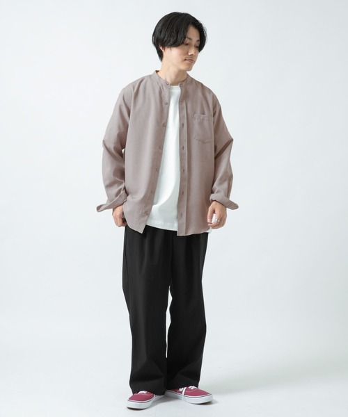 ITEMS URBANRESEARCH(アイテムズ アーバンリサーチ)の「エステルバンドカラーシャツ(シャツ/ブラウス・メンズ・ブラック/ピンク/オフホワイト/グレー・LARGE/MEDIUM)」の10枚目の写真