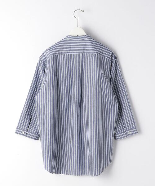 green label relaxing（グリーンレーベルリラクシング）の「OLT CSM イージーリネン ストライプ バンドカラー 7分袖 シャツ（シャツ/ブラウス・メンズ・ベージュ/ライトブルー/ネイビー・X-LARGE/SMALL/MEDIUM/LARGE）」の13枚目の写真