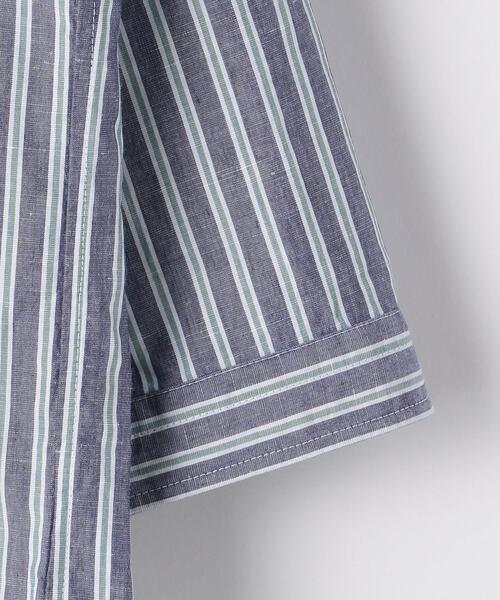 green label relaxing（グリーンレーベルリラクシング）の「OLT CSM イージーリネン ストライプ バンドカラー 7分袖 シャツ（シャツ/ブラウス・メンズ・ベージュ/ライトブルー/ネイビー・X-LARGE/SMALL/MEDIUM/LARGE）」の15枚目の写真