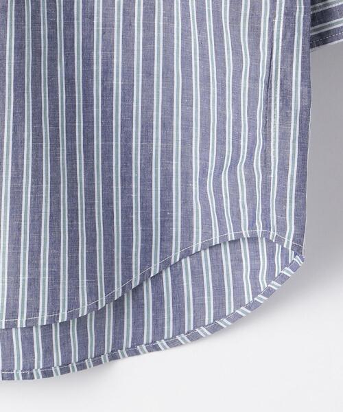 green label relaxing（グリーンレーベルリラクシング）の「OLT CSM イージーリネン ストライプ バンドカラー 7分袖 シャツ（シャツ/ブラウス・メンズ・ベージュ/ライトブルー/ネイビー・X-LARGE/SMALL/MEDIUM/LARGE）」の16枚目の写真