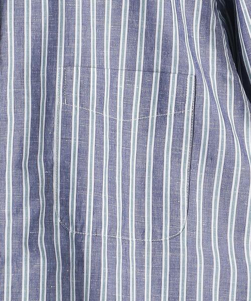 green label relaxing（グリーンレーベルリラクシング）の「OLT CSM イージーリネン ストライプ バンドカラー 7分袖 シャツ（シャツ/ブラウス・メンズ・ベージュ/ライトブルー/ネイビー・X-LARGE/SMALL/MEDIUM/LARGE）」の17枚目の写真