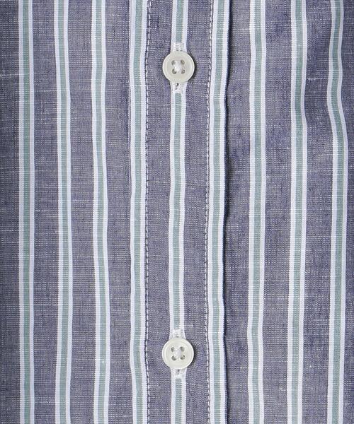 green label relaxing（グリーンレーベルリラクシング）の「OLT CSM イージーリネン ストライプ バンドカラー 7分袖 シャツ（シャツ/ブラウス・メンズ・ベージュ/ライトブルー/ネイビー・X-LARGE/SMALL/MEDIUM/LARGE）」の18枚目の写真