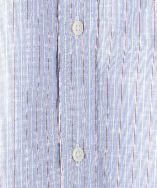 green label relaxing（グリーンレーベルリラクシング）の「OLT CSM イージーリネン ストライプ バンドカラー 7分袖 シャツ（シャツ/ブラウス・メンズ・ベージュ/ライトブルー/ネイビー・X-LARGE/SMALL/MEDIUM/LARGE）」の22枚目の写真