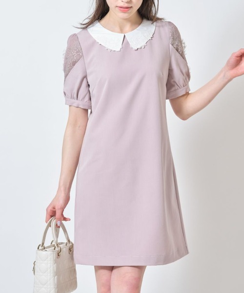 セール 襟付きレース装飾切り替えスリーブデザインワンピース ワンピース Tocco Closet トッコ クローゼット のファッション通販 Zozotown