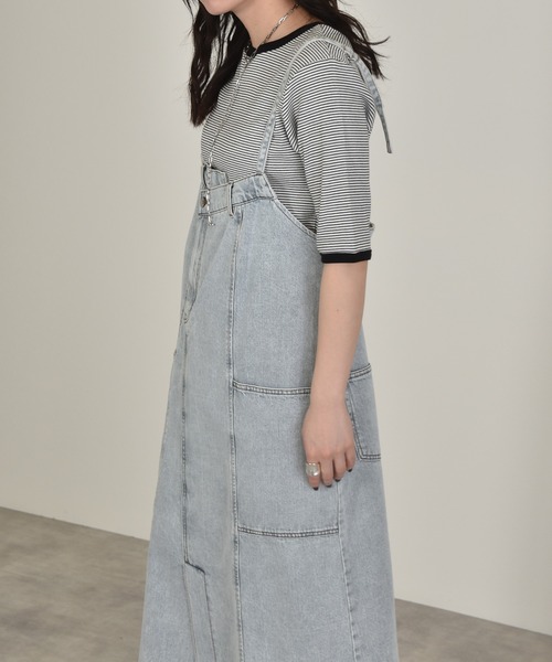 w closet（ダブルクローゼット）の「リメイク風ジャンスカ（ジャンパースカート・レディース・ターコイズブルー/ケミカルウォッシュ/キナリ・FREE）」の17枚目の写真