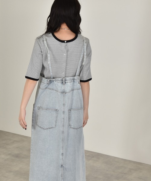 w closet（ダブルクローゼット）の「リメイク風ジャンスカ（ジャンパースカート・レディース・ターコイズブルー/ケミカルウォッシュ/キナリ・FREE）」の13枚目の写真