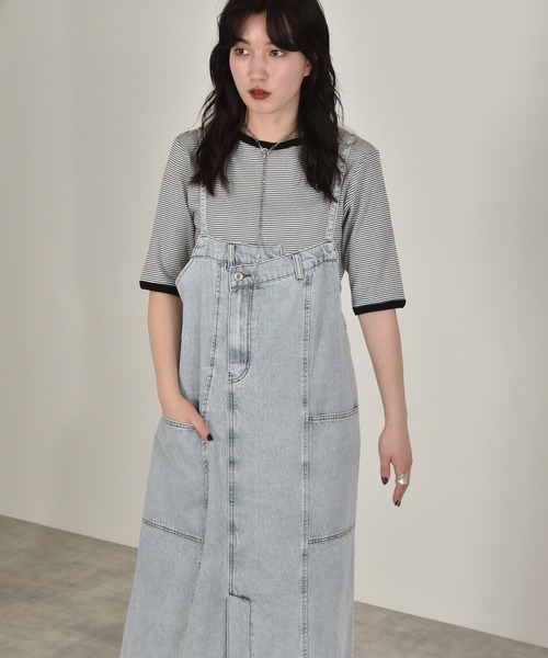 w closet（ダブルクローゼット）の「リメイク風ジャンスカ（ジャンパースカート・レディース・ターコイズブルー/ケミカルウォッシュ/キナリ・FREE）」の8枚目の写真