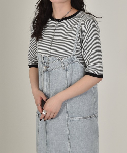 w closet（ダブルクローゼット）の「リメイク風ジャンスカ（ジャンパースカート・レディース・ターコイズブルー/ケミカルウォッシュ/キナリ・FREE）」の7枚目の写真