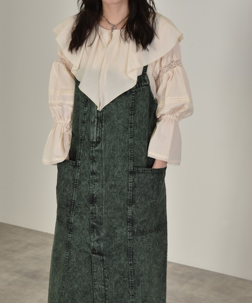 w closet（ダブルクローゼット）の「リメイク風ジャンスカ（ジャンパースカート・レディース・ターコイズブルー/ケミカルウォッシュ/キナリ・FREE）」の19枚目の写真