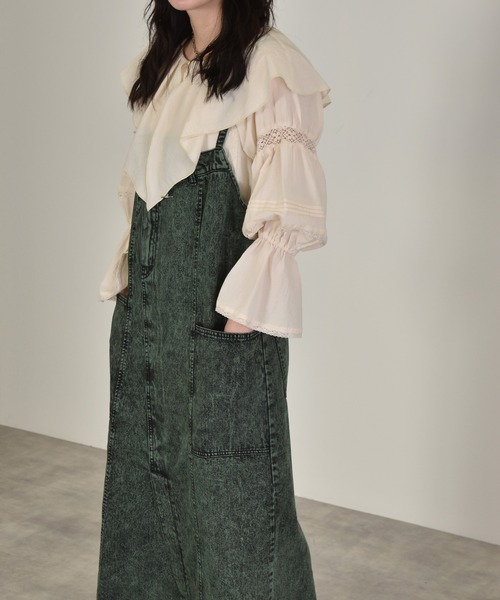 w closet（ダブルクローゼット）の「リメイク風ジャンスカ（ジャンパースカート・レディース・ターコイズブルー/ケミカルウォッシュ/キナリ・FREE）」の21枚目の写真