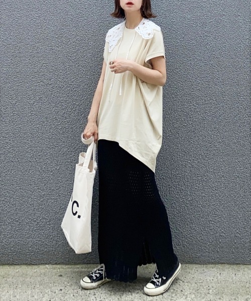 AZUL ENCANTO(アズールエンカント)の「コクーントップス(Tシャツ/カットソー・レディース・ダークブラウン/オフホワイト/スモークピンク/ライトベージュ・FREE)」の1枚目の写真