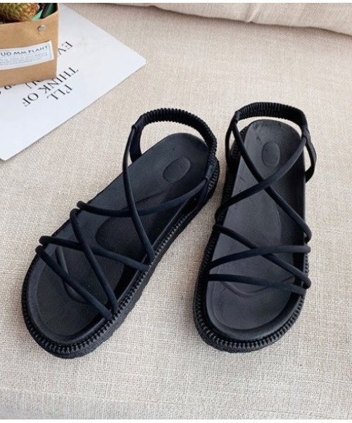 LAC-VERT(ラック・ヴェール)の「フラットソール紐サンダル(サンダル・レディース・ブラック/ベージュ/ピンク・S/M/L)」の4枚目の写真