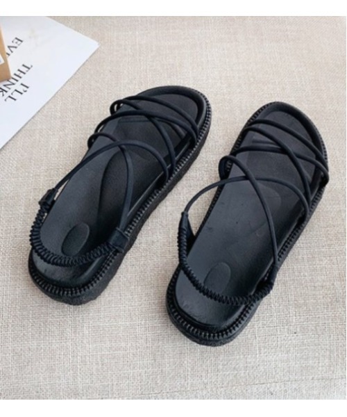 LAC-VERT(ラック・ヴェール)の「フラットソール紐サンダル(サンダル・レディース・ブラック/ベージュ/ピンク・S/M/L)」の8枚目の写真