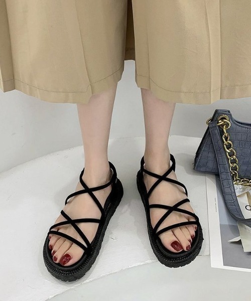 LAC-VERT(ラック・ヴェール)の「フラットソール紐サンダル(サンダル・レディース・ブラック/ベージュ/ピンク・S/M/L)」の15枚目の写真