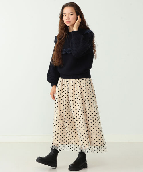 CAROLINA GLASER(カロリナ グレイサー)の「CAROLINA GLASER / 柄編ニット プリーツ プルオーバー(ニット/セーター・レディース・ネイビー/グレー・ONE SIZE)」の10枚目の写真