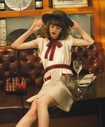 フロントリボンニットワンピース