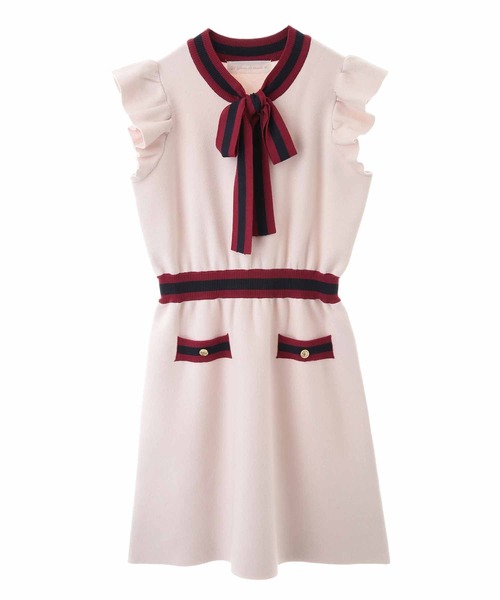 31 Sons de mode(トランテアン ソン ドゥ モード)の「フロントリボンニットワンピース(ワンピース・レディース・ラベンダー/オフホワイト/レッド・36)」の10枚目の写真